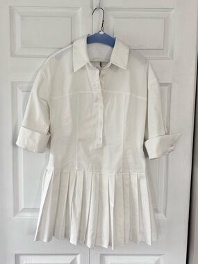 ZARA White Pleated Polo/Tennis Dress Size L